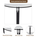 Modern Half Moon Foyer Console Table with White Marble Top & Black Metal Frame – Elegant Narrow Entryway Table