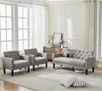 The LuxeCharge 3-Piece Sectional Sofa Set with Tufted Linen, USB Ports & Cup Holders