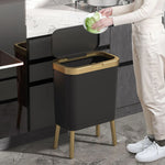 High Foot Large Capacity Kitchen Garbage Bin – 15L with Lid, Elegant Plastic Bin for Bathroom and Living Room