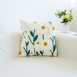 Daisy Floral Embroidered Throw Cushion Cover – Decorative Cushion Case for Sofa and Home Décor