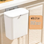 Wall Mounted Hanging Kitchen Trash Bin with Lid - 9L Odorless Garbage Can for Cabinet Doors