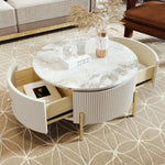 Modern Round Coffee Table with 2 Large Drawers – Sleek Accent Table for Stylish Living