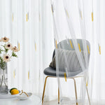 Versatile Wheat Ear Embroidered Curtains - White Yarn for Living Room