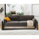 Modern Grey Bouclé Sofa with Embedded Armrest and Deep Seat - Cozy 3-Seater Couch