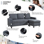 Shintenchi Convertible Sectional Sofa - Modern L-Shaped Couch with Reversible Chaise