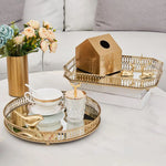 Luxury Gold Crystal Tray - Elegant Organizer for Perfume, Desserts, & Home Decor