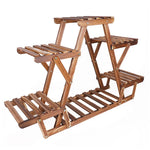 6-Tier Carbonized Triangle Wood Plant Stand