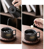 Stylish Ceramic Mug with Spoon - Creative Porcelain Cups for Coffee