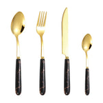 4-Piece Stainless Steel Cutlery Set with Marble Pattern Handle – Elegant Tableware