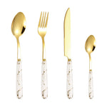 4-Piece Stainless Steel Cutlery Set with Marble Pattern Handle – Elegant Tableware