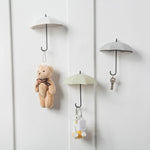 3Pcs Creative Umbrella Shape Storage Hooks - Self-Adhesive Wall Décor