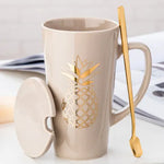 Couple Ceramic Mug with Spoon & Lid - Creative 500ml Gift 