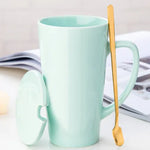 Couple Ceramic Mug with Spoon & Lid - Creative 500ml Gift 