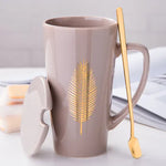 Couple Ceramic Mug with Spoon & Lid - Creative 500ml Gift 