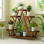 6-Tier Carbonized Triangle Wood Plant Stand