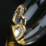 Elegant Golden Crystal Champagne Glasses - 200ml Double Heart Design