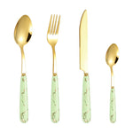 4-Piece Stainless Steel Cutlery Set with Marble Pattern Handle – Elegant Tableware