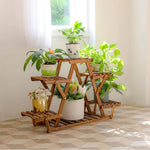 6-Tier Carbonized Triangle Wood Plant Stand