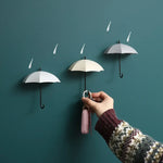 3Pcs Creative Umbrella Shape Storage Hooks - Self-Adhesive Wall Décor