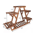 6-Tier Carbonized Triangle Wood Plant Stand