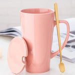 Couple Ceramic Mug with Spoon & Lid - Creative 500ml Gift 