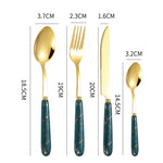 4-Piece Stainless Steel Cutlery Set with Marble Pattern Handle – Elegant Tableware