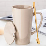 Couple Ceramic Mug with Spoon & Lid - Creative 500ml Gift 