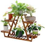 6-Tier Carbonized Triangle Wood Plant Stand