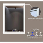 Large Rectangular Bathroom Mirror with Wall Light - LED Lighting, Anti-Fog, Dimmable Mirror