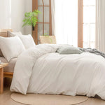 Bed Cover Set 100% Washed Cotton Linen Feel Super Soft Comfortable Chic Lightweight 3 Pcs Home Bedding Set, Bedspread