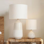 Set of 2 White Ceramic Table Lamps - Rustic Farmhouse Bedside Lamps for Nightstand