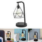 Vintage Industrial Geometric LED Table Lamp – Battery Operated Bedside Light