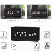 Wooden Design Digital Alarm Clock with LED Display and Temperature