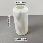 Striped Ceramic-Like Plastic Vase for Flowers – Creative Decorative Floral Arrangement Display