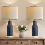  Set of 2 Modern Green Ceramic Table Lamps - 23.75