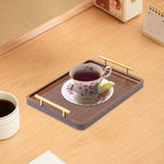 Natural Wooden Rectangular Serving Tray with Metal Handles - Elegant Fruit & Snack Plate, Versatile Storage Tray