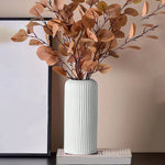 Striped Ceramic-Like Plastic Vase for Flowers – Creative Decorative Floral Arrangement Display