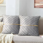 Velvet Gold Leather Sequin Stripe Cushion Cover – Modern Decorative Cushion for Sofa & Bedroom