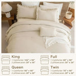 Vintage Rustic Ruffle Comforter Set - 3-Piece French Country Bedding, Ultra Soft & Easy Care