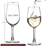 Elegant 12-Piece 12oz Stemmed Glass Set