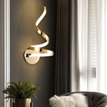 Modern LED Spiral Wall Lamp - Bedside Wall Fixture with Gold and Black Options