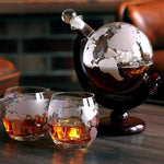 Elegant Globe  Decanter Set with Lead-Free Carafe and Wooden Stand 