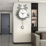 Swingable Deer Wall Clock - Nordic Wood, Modern Quartz Art