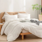 Bed Cover Set 100% Washed Cotton Linen Feel Super Soft Comfortable Chic Lightweight 3 Pcs Home Bedding Set, Bedspread