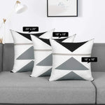 Nordic Gray White Geometric Pillowcase – Customizable Home Decor Cushion Cover for Living Room Sofa