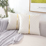 Velvet Gold Leather Sequin Stripe Cushion Cover – Modern Decorative Cushion for Sofa & Bedroom