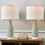  Set of 2 Modern Green Ceramic Table Lamps - 23.75