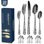 20-Piece Explosive Pattern Stainless Steel Cutlery Set – Stylish Dinnerware