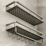 Punch-Free Aluminum Bathroom Rack – No-Drill Wall-Mounted Shelf