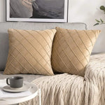 Velvet Quilted Diamond Lattice Cushion Cover – Soft Decorative Cushion Cover for Home Decor 